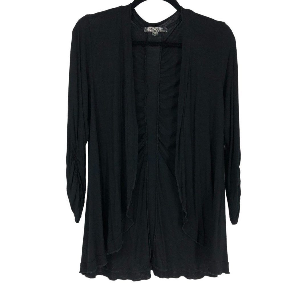 GUESS Black Slightly  Sheer Ruched Flowy Cardigan size M